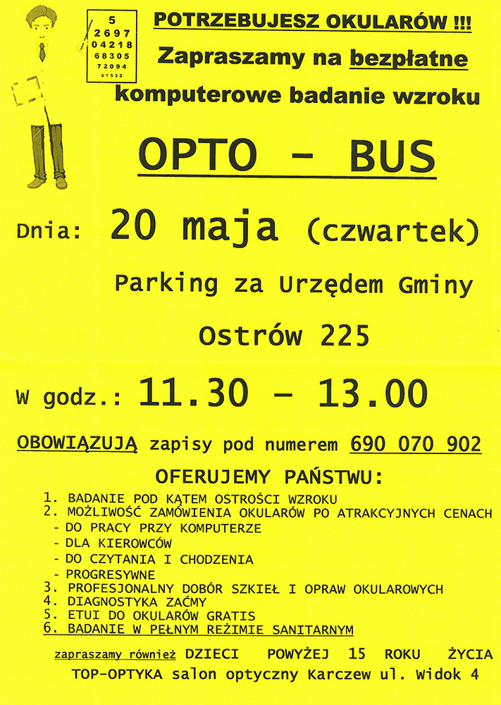 Opto-Bus bezpłatne badanie wzroku